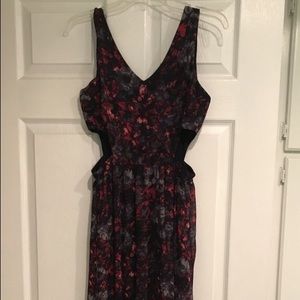 maxi, flower dress w/ open sides; never worn